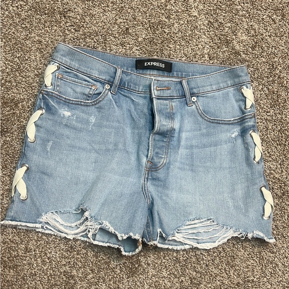Express stretchy denim shorts